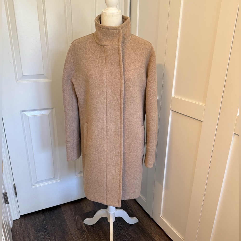 J.Crew Stadium Cloth Cocoon Coat Camel Beige Size 8 Item B2770 FA14